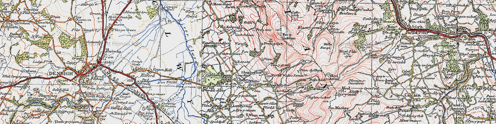 Old map of Llangwyfan in 1924