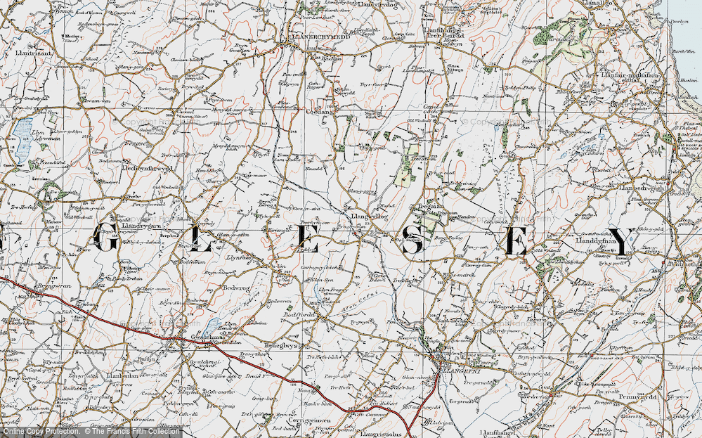 Old Map of Llangwyllog, 1922 in 1922