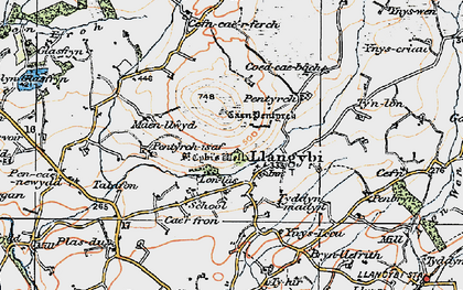 Old map of Llangybi in 1922