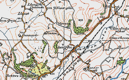 Old map of Llangybi in 1923