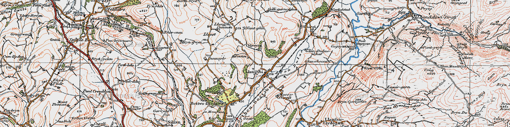 Old map of Llangybi in 1923