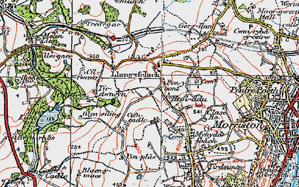 Old map of Llangyfelach in 1923