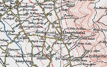 Old map of Llangynhafal in 1924