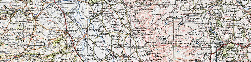 Old map of Llangynhafal in 1924