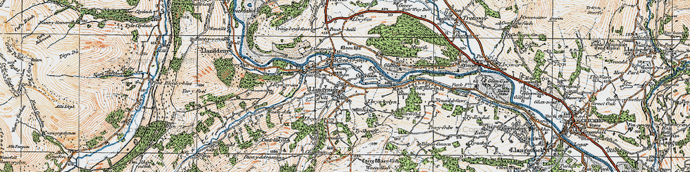 Old map of Llangynidr in 1919