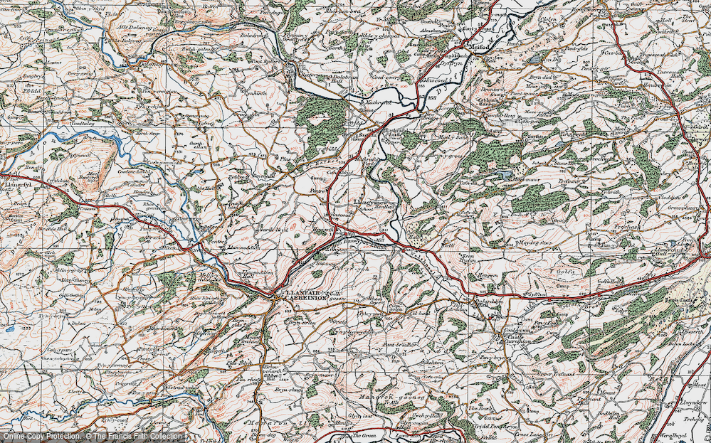 Old Map of Llangyniew, 1921 in 1921