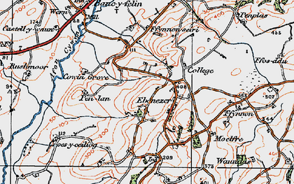 Old map of Llangynog in 1923