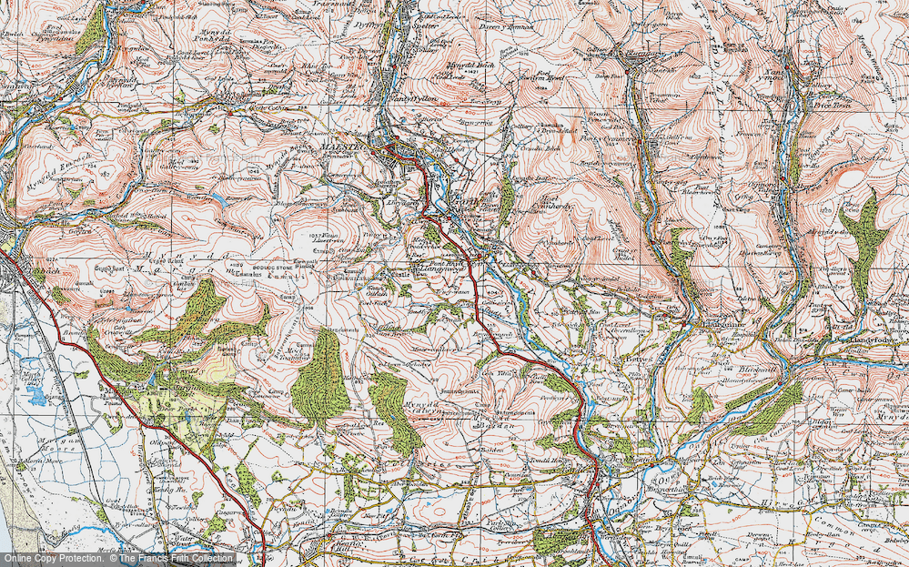 Old Map of Llangynwyd, 1922 in 1922