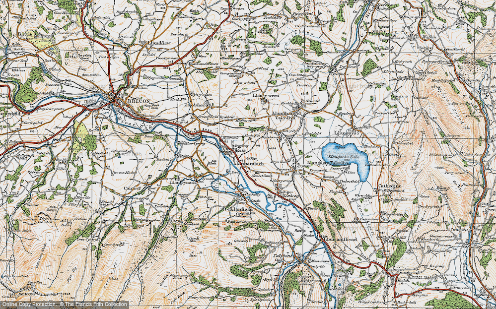 Old Map of Llanhamlach, 1919 in 1919