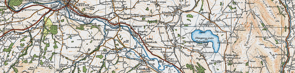 Old map of Llanhamlach in 1919