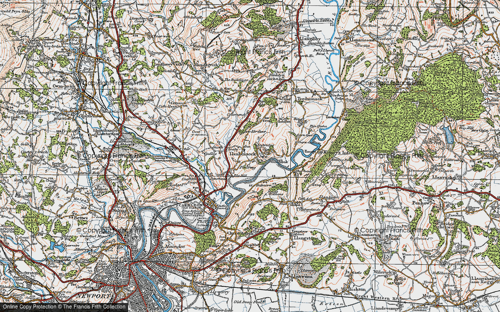Old Map of Llanhennock, 1919 in 1919