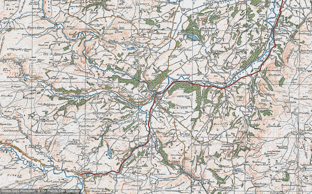 Old Map of Llanidloes, 1922 in 1922