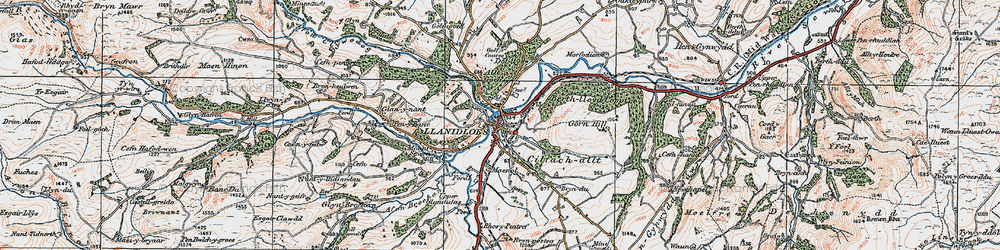 Old map of Llanidloes in 1922