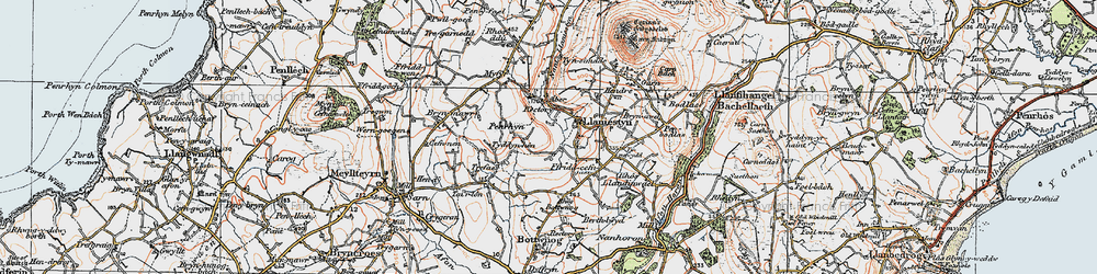 Old map of Tyn Simdda in 1922
