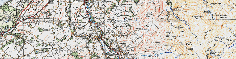 Old map of Llanllechid in 1922