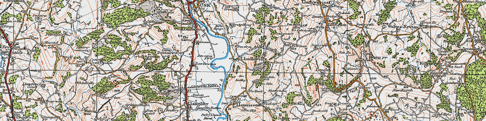Old map of Llanllowell in 1919