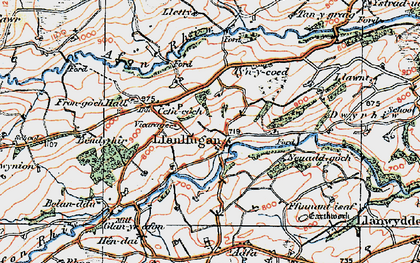 Old map of Llanllugan in 1921