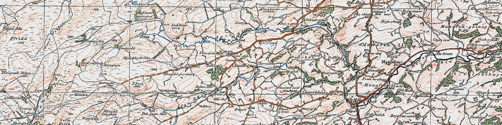 Old map of Llanllugan in 1921