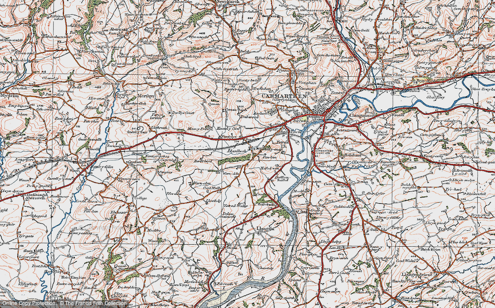 Old Map of Llanllwch, 1923 in 1923