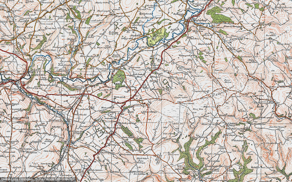 Old Map of Historic Map covering Beilibedw in 1923