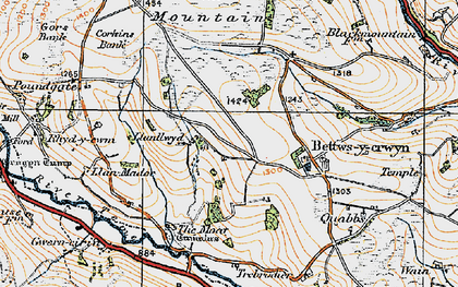 Old map of Llanllwyd in 1920