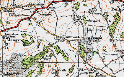 Old map of Llanmartin in 1919