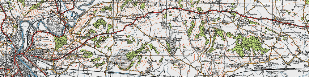 Old map of Llanmartin in 1919