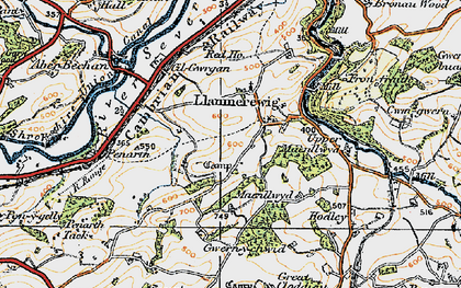 Old map of Llanmerewig in 1920