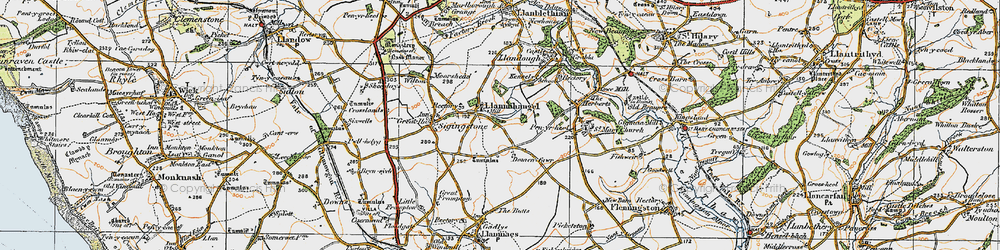 Old map of Llanmihangel in 1922