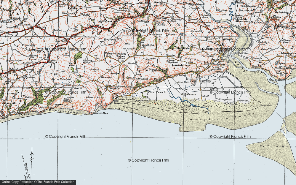 Old Map of Llanmiloe, 1922 in 1922