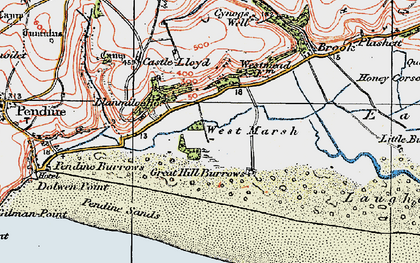 Old map of Llanmiloe in 1922