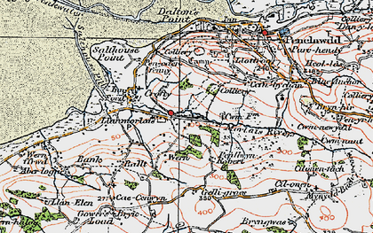 Old map of Bryn-gwas in 1923