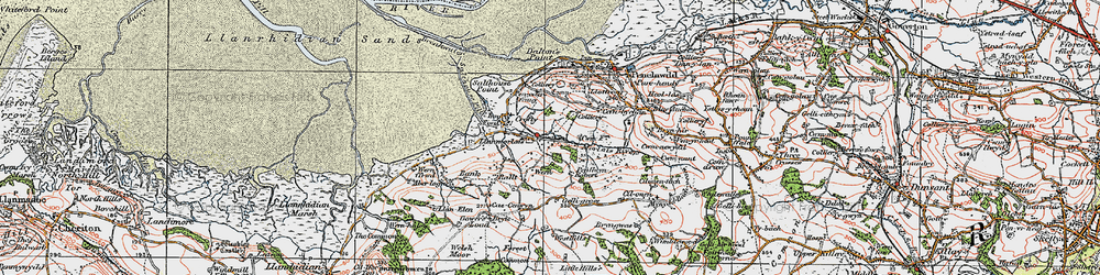 Old map of Bryn-gwas in 1923