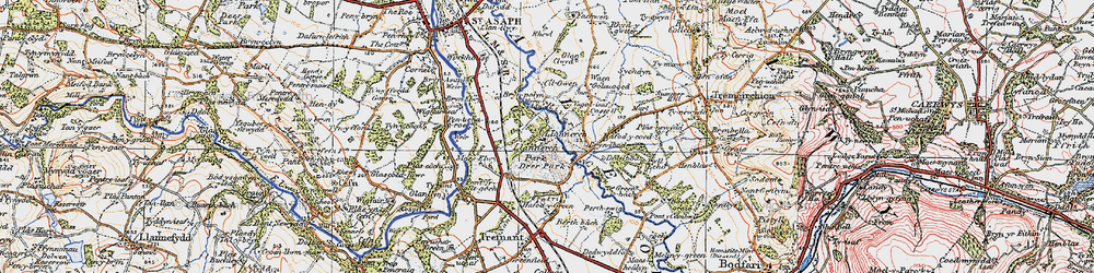 Old map of Llannerch Hall in 1922
