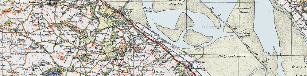 Old map of Llannerch-y-môr in 1924