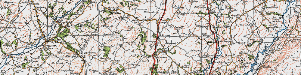 Old map of Llannon in 1923
