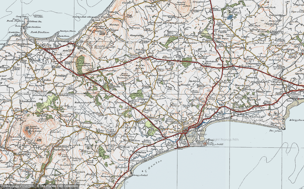 Old Map of Llannor, 1922 in 1922