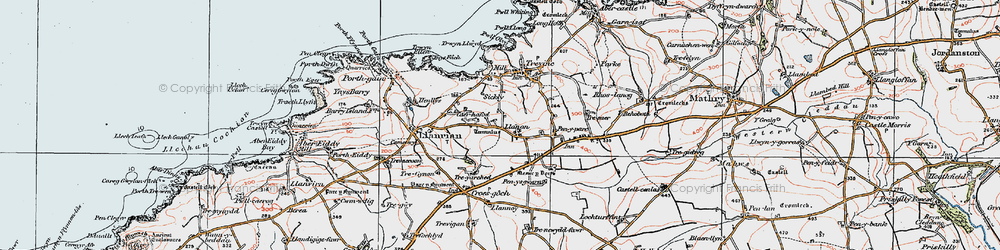 Old map of Llanon in 1922