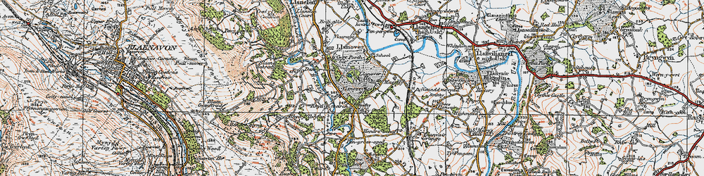 Old map of Llanover in 1919