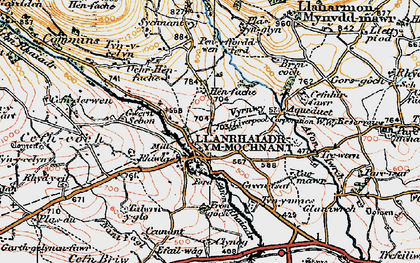 Old map of Afon Rhaeadr in 1921