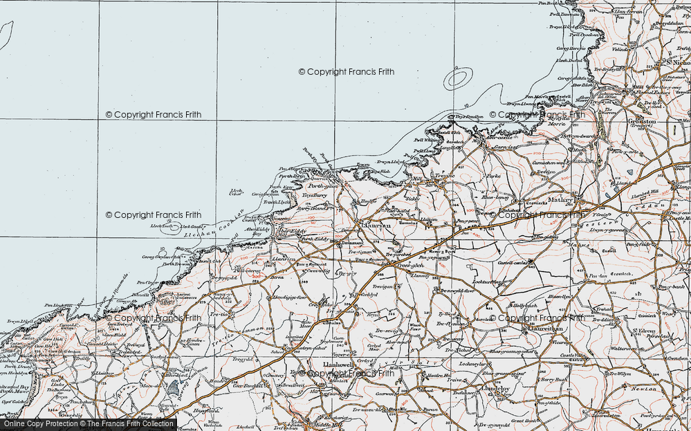 Old Map of Historic Map covering Trevaccoon in 1922