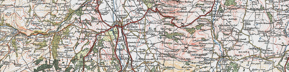Old map of Llanrhydd Mill in 1924