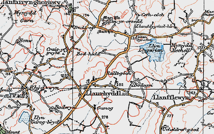 Old map of Llanrhyddlad in 1922
