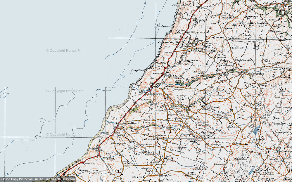 Old Map of Llanrhystud, 1922 in 1922