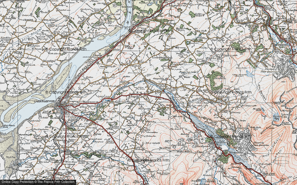 Old Map of Llanrug, 1922 in 1922