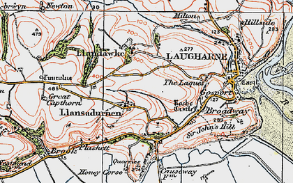 Old map of Llansadurnen in 1922