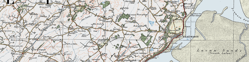 Old map of Llansadwrn in 1922