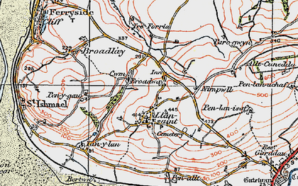 Old map of Llansaint in 1923