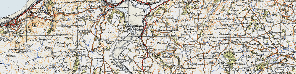 Old map of Llansanffraid Glan Conwy in 1922