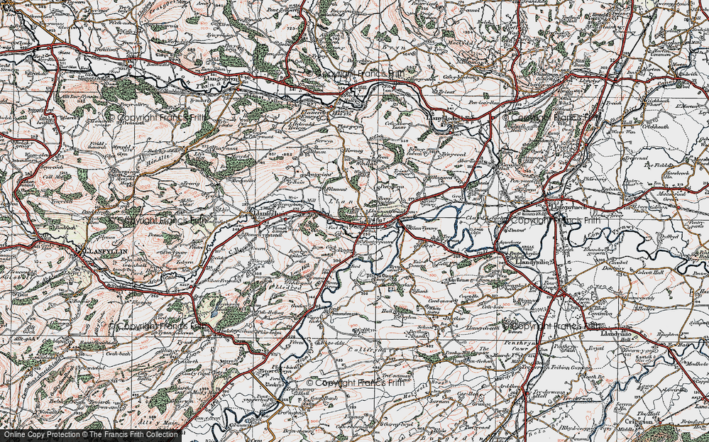 Old Map of Historic Map covering Bryncyn-felen in 1921